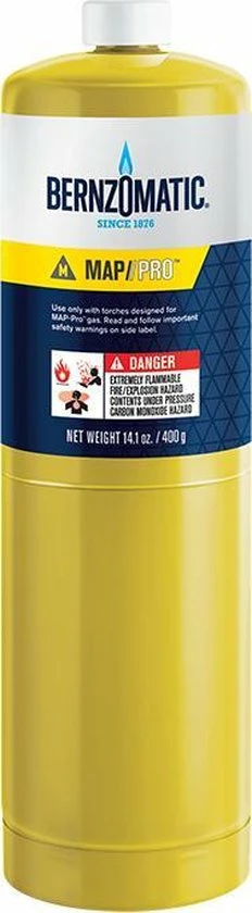 Bernzomatic MAP-Pro Wegwerp Gaspatroon Cilinder - MG9 "CGA600 US" Aansluiting (alternatief) 1 Bernzomatic MAP-Pro Wegwerp Gaspatroon Cilinder - MG9 "CGA600 US" Aansluiting (alternatief)