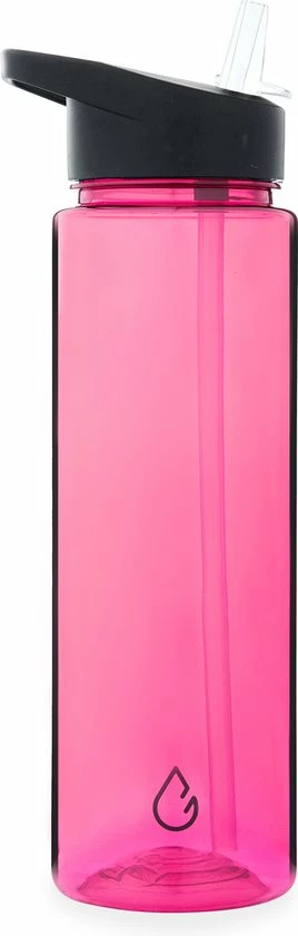 Wattamula Milieuvriendelijke Waterfles Met Rietje - 750 ML - Roze Transparant - Drinkfles 1 Wattamula Milieuvriendelijke Waterfles Met Rietje - 750 ML - Roze Transparant - Drinkfles