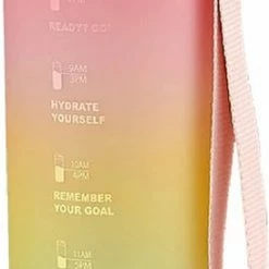 Lewei Drinkfles - Waterfles - Bidon - 1 Liter - Tijdsmarkering - Motivatie - Roze
