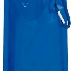 Merkloos Waterfles Met Haakje - Waterzak - Opvouwbaar - 450ml - Blauw