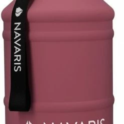 Navaris Waterfles Van Roestvrij Staal - Drinkfles - 2L - Extra Grote Roestvrijstalen Fles Met Drinkdop - Ideaal Tijdens Het Sporten - Rood