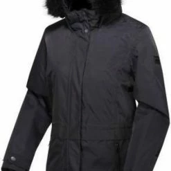Lexis Waterdichte, Geïsoleerde Parka Jas Met Capuchon Met Rand Van Imitatiebont Van Regatta Voor Dames, Outdoorjas, Zwart -Mushie  winkel 445x840 2