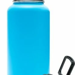 Quality Needz Drinkfles - Aqua Blue - 1 Liter - Extra Dop Met Rietje & Drinktuit - Waterfles Met Rietje - Isoleerfles - BPA Vrij - Lekvrij