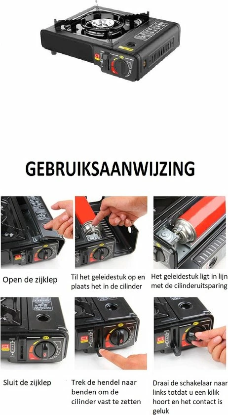 SMH LINE Camping Kooktoestel -Gasbranders- Draagbaar Gasfornuis- INCLUSIEF 8x Gas Flessen En KOFFER 2 SMH LINE Camping Kooktoestel -Gasbranders- Draagbaar Gasfornuis- INCLUSIEF 8x Gas Flessen En KOFFER - Afbeelding 2