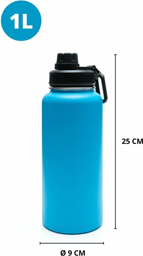 Quality Needz Drinkfles - Aqua Blue - 1 Liter - Extra Dop Met Rietje & Drinktuit - Waterfles Met Rietje - Isoleerfles - BPA Vrij - Lekvrij 3 Quality Needz Drinkfles - Aqua Blue - 1 Liter - Extra Dop Met Rietje & Drinktuit - Waterfles Met Rietje - Isoleerfles - BPA Vrij - Lekvrij - Afbeelding 3