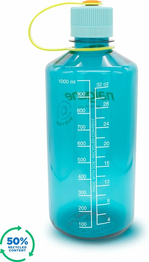 Nalgene Narrow-Mouth Bottle - Drinkfles - 32oz - BPA Free - SUSTAIN - Cerulean 3 Nalgene Narrow-Mouth Bottle - Drinkfles - 32oz - BPA Free - SUSTAIN - Cerulean - Afbeelding 3