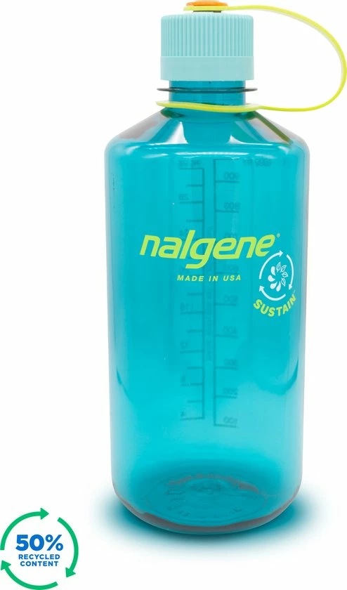 Nalgene Narrow-Mouth Bottle - Drinkfles - 32oz - BPA Free - SUSTAIN - Cerulean 1 Nalgene Narrow-Mouth Bottle - Drinkfles - 32oz - BPA Free - SUSTAIN - Cerulean