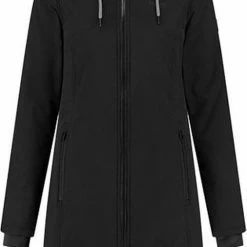 Kjelvik Dames Winterjas - Softshell Parka Dames - Tina - Zwart - Maat 46 -Mushie  winkel 506x840 2