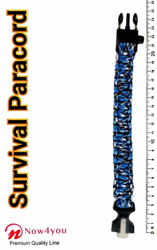 Now4you Paracord Survival Armband - Met Vuursteen - Blauw Camouflage 3 Now4you Paracord Survival Armband - Met Vuursteen - Blauw Camouflage - Afbeelding 3