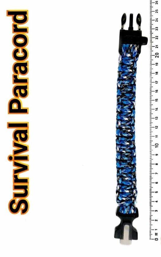 Now4you Paracord Survival Armband - Met Vuursteen - Blauw Camouflage 7 Now4you Paracord Survival Armband - Met Vuursteen - Blauw Camouflage - Afbeelding 7