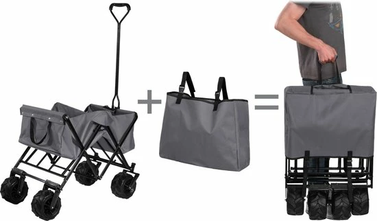 TecTake - Opvouwbare Bolderkar Heidrun Grijs 2 TecTake - Opvouwbare Bolderkar Heidrun Grijs - Afbeelding 2