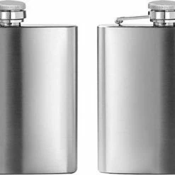Merkloos 2 Stuks - RVS Heupfles - Hip Flask - Zakflacon - Graveerbaar - 180ml - 6oz - Zilverkleurig - Roestvrij Staal