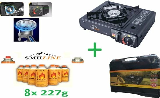 SMH LINE Camping Kooktoestel -Gasbranders- Draagbaar Gasfornuis- INCLUSIEF 8x Gas Flessen En KOFFER 1 SMH LINE Camping Kooktoestel -Gasbranders- Draagbaar Gasfornuis- INCLUSIEF 8x Gas Flessen En KOFFER