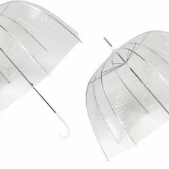 Discountershop 2x Transparante Koepelparaplu 75 Cm - Doorzichtige Paraplu - Trouwparaplu - Bruidsparaplu - Stijlvol - Plastic - Automatisch - Trouwen - Bruiloft - Trendy - Fashionable