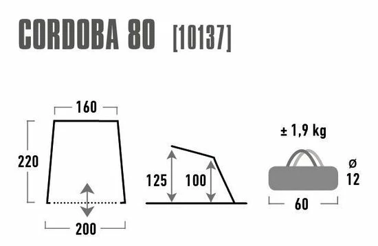 High Peak Cordoba 80 - Beach Shelter - Aluminium/Donkergrijs 3 High Peak Cordoba 80 - Beach Shelter - Aluminium/Donkergrijs - Afbeelding 3