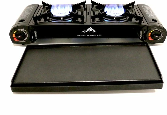 Time And Sandwiches T&S - Draagbaar Dubbel Gasvuur Met Grillplaat En Transportkist - Camping Kooktoestel - Kookstel - Bakplaat - Gasfornuis - 2 Pits - Elektrische Ontsteking - Kookvuur - Kampeer Vuur 5 Time And Sandwiches T&S - Draagbaar Dubbel Gasvuur Met Grillplaat En Transportkist - Camping Kooktoestel - Kookstel - Bakplaat - Gasfornuis - 2 Pits - Elektrische Ontsteking - Kookvuur - Kampeer Vuur - Afbeelding 5