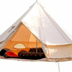 Merkloos Familietent - Tenten - Koepeltent - Campingtent - Tipi-tenten - Muggengaas - Waterdichte - Anti-UV Functie - Voor 4 Personen - Met Draagtas - 300*300*200cm - Beige -Mushie  winkel 550x396 2