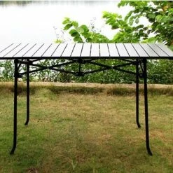 Travel-light Vouwtafel Aluminium 140 X 70 X 70cm Incl. Netvak & Camping Transporttas - Aluminium Roltafel - Campingtafel Aluminium + Staal - Tafelblad Rolbaar - Campingmeubels - Dining Tuintafel - Antraciet Kleur -Mushie  winkel 550x396 4