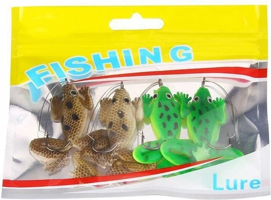 Merkloos Kunstaas - Kikkers - 4 Stuks - Roofvissen - Kunstaas - Baars- Snoek - Hengelsport 1 Merkloos Kunstaas - Kikkers - 4 Stuks - Roofvissen - Kunstaas - Baars- Snoek - Hengelsport