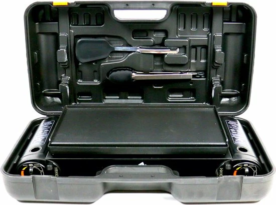 Time And Sandwiches T&S - Draagbaar Dubbel Gasvuur Met Grillplaat En Transportkist - Camping Kooktoestel - Kookstel - Bakplaat - Gasfornuis - 2 Pits - Elektrische Ontsteking - Kookvuur - Kampeer Vuur 2 Time And Sandwiches T&S - Draagbaar Dubbel Gasvuur Met Grillplaat En Transportkist - Camping Kooktoestel - Kookstel - Bakplaat - Gasfornuis - 2 Pits - Elektrische Ontsteking - Kookvuur - Kampeer Vuur - Afbeelding 2