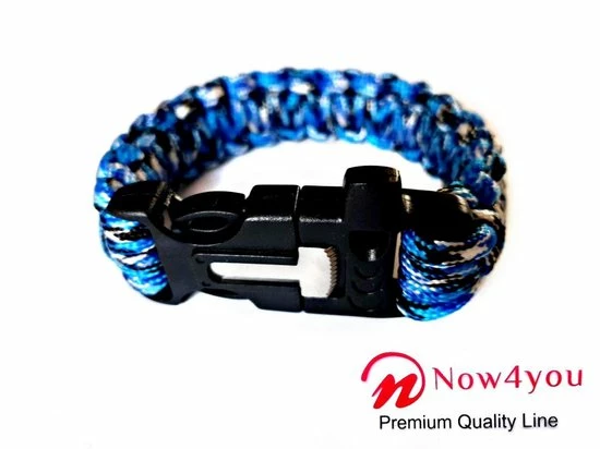 Now4you Paracord Survival Armband - Met Vuursteen - Blauw Camouflage 8 Now4you Paracord Survival Armband - Met Vuursteen - Blauw Camouflage - Afbeelding 8