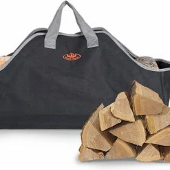 Esschert Design - Haardblokkentas Zwart Grijs - Haardvuur Accessoires - Kunststof - Zwart