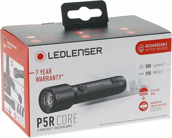 Ledlenser P5R CORE Zaklamp Oplaadbaar - 500 Lumen - IP68 - Focusseerbaar 5 Ledlenser P5R CORE Zaklamp Oplaadbaar - 500 Lumen - IP68 - Focusseerbaar - Afbeelding 5
