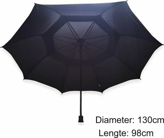 Merkloos Automatische Paraplu Met UV Bescherming - 98cm X Ø130cm - Zwart - 8 Panelen - Unisex 4 Merkloos Automatische Paraplu Met UV Bescherming - 98cm X Ø130cm - Zwart - 8 Panelen - Unisex - Afbeelding 4