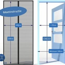 LUMEXX Vliegengordijn - Magnetisch - Glasvezel - 90x210 Cm - Hordeur - Deur - Zwart -Mushie  winkel 550x472 3