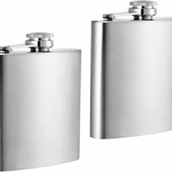 Merkloos 2 Stuks - RVS Heupfles - Hip Flask - Zakflacon - Graveerbaar - 180ml - 6oz - Zilverkleurig - Roestvrij Staal -Mushie  winkel 550x478 3