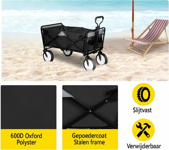 Bolture Bolderkar Opvouwbaar Met Duwstang - Bolderkar Opvouwbaar Luchtbanden - 8 Inch Wielen - Inclusief Net - Zwart 3 Bolture Bolderkar Opvouwbaar Met Duwstang - Bolderkar Opvouwbaar Luchtbanden - 8 Inch Wielen - Inclusief Net - Zwart - Afbeelding 3