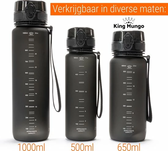 Drinkfles 500ml - Sport Bidon Drinkbus - Zwart - Stevig Tritan Hoge Kwaliteit - King Mungo KMDF025 7 Drinkfles 500ml - Sport Bidon Drinkbus - Zwart - Stevig Tritan Hoge Kwaliteit - King Mungo KMDF025 - Afbeelding 7