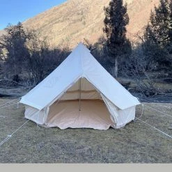 Merkloos Familietent - Tenten - Koepeltent - Campingtent - Tipi-tenten - Muggengaas - Waterdichte - Anti-UV Functie - Voor 4 Personen - Met Draagtas - 300*300*200cm - Beige -Mushie  winkel 550x499 1