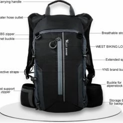 West Biking Ultralichte Drinkrugzak | Lichte Hydro Rugzak | Outdoor Sporten Hardlopen Klimmen Pouch Fietsen Wandelen | Waterafstotende Fiets Rugzak – 10 L Zwart/Grijs -Mushie  winkel 550x499 2