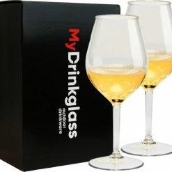 MyDrinkglass Plastic Wijnglazen Sevilla | Plastic Wijnglazen | 2 Stuks | Wijnglazen Witte Wijn | Wijnglazen Rood | Wijnglazen Set | Plastic Glazen | Zero Waste | Herbruikbaar | Onbreekbaar Wijnglas | 470 Ml |