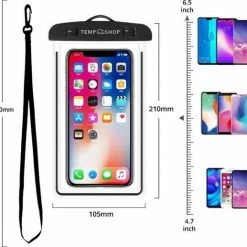 Tempshop Waterdichte Telefoonhoesjes Wit - Onderwater Hoesje Telefoon - Waterdichte Telefoonzakje – Bag – Drybag - Onderwater Hoesje Telefoon – Universeel Geschikt Voor Alle Smartphones - Waterdichte Telefoonhoesje -Mushie  winkel 550x517
