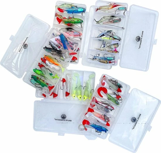 Brute Strength - Kunst Aas Set - 10 Stuks -Roofvissen Pluggen Met Haak Set Voor Snoek/Baars Roofvis 2 Kunstaas - Shads 2 Brute Strength - Kunst Aas Set - 10 Stuks -Roofvissen Pluggen Met Haak Set Voor Snoek/Baars Roofvis 2 Kunstaas - Shads - Afbeelding 2