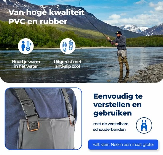 EASTWALL Waadpak Maat 43 - Waterdicht PVC Pak - Waadbroek Met Laarzen - Visserspak - Waterdicht Tuinpak - Warmtepak - Grijs/blauw 2 EASTWALL Waadpak Maat 43 - Waterdicht PVC Pak - Waadbroek Met Laarzen - Visserspak - Waterdicht Tuinpak - Warmtepak - Grijs/blauw - Afbeelding 2