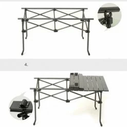 Travel-light Vouwtafel Aluminium 140 X 70 X 70cm Incl. Netvak & Camping Transporttas - Aluminium Roltafel - Campingtafel Aluminium + Staal - Tafelblad Rolbaar - Campingmeubels - Dining Tuintafel - Antraciet Kleur -Mushie  winkel 550x525 13