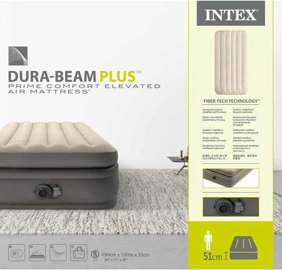 Intex Luchtbed Comfort Elevated Dura-beam 191 Cm Pvc Grijs 6 Intex Luchtbed Comfort Elevated Dura-beam 191 Cm Pvc Grijs - Afbeelding 6