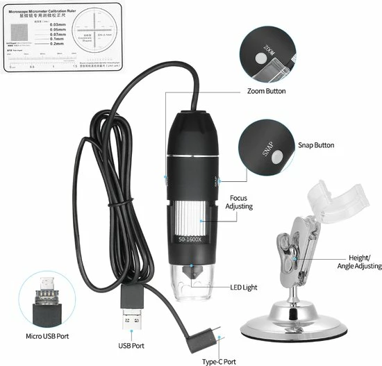 Colony Group - Digitale USB Microscoop - Microscoop Camera - 50-1600 X Vegroting Met 8x LED Verlichting 8 Colony Group - Digitale USB Microscoop - Microscoop Camera - 50-1600 X Vegroting Met 8x LED Verlichting - Afbeelding 8