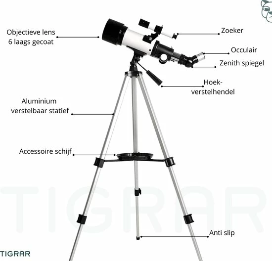 Tigrar Telescoop - Sterrenkijker - 70/400 Mm - Inclusief Tas, Statief En Draadloze Camera Bediening - Sterrenkijker Telescoop Voor Volwassenen En Kinderen 3 Tigrar Telescoop - Sterrenkijker - 70/400 Mm - Inclusief Tas, Statief En Draadloze Camera Bediening - Sterrenkijker Telescoop Voor Volwassenen En Kinderen - Afbeelding 3