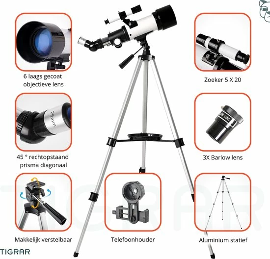 Tigrar Telescoop - Sterrenkijker - 70/400 Mm - Inclusief Tas, Statief En Draadloze Camera Bediening - Sterrenkijker Telescoop Voor Volwassenen En Kinderen 9 Tigrar Telescoop - Sterrenkijker - 70/400 Mm - Inclusief Tas, Statief En Draadloze Camera Bediening - Sterrenkijker Telescoop Voor Volwassenen En Kinderen - Afbeelding 9