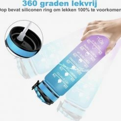 Designed On 45th | Motivatie Waterfles | Drinkfles 1 Liter | Waterfles Met Tijdmarkering | Drinkfles Met Rietje | BPA Vrij -Mushie  winkel 550x531 8