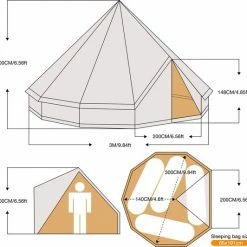 Merkloos Familietent - Tenten - Koepeltent - Campingtent - Tipi-tenten - Muggengaas - Waterdichte - Anti-UV Functie - Voor 4 Personen - Met Draagtas - 300*300*200cm - Beige -Mushie  winkel 550x532 3
