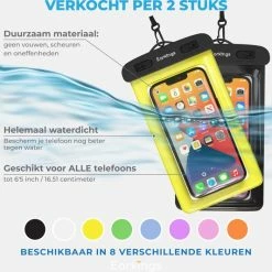 Waterdichte Telefoonhoesjes - Drybag Set Van 2 Stuks - Onderwater Hoesje Telefoon Voor Alle Telefoons - Waterdicht Telefoonhoesje Earkings - Zwart & Geel -Mushie  winkel 550x533 6