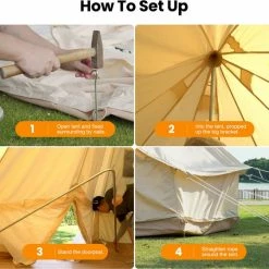 Merkloos Familietent - Tenten - Koepeltent - Campingtent - Tipi-tenten - Muggengaas - Waterdichte - Anti-UV Functie - Voor 4 Personen - Met Draagtas - 300*300*200cm - Beige -Mushie  winkel 550x536 2