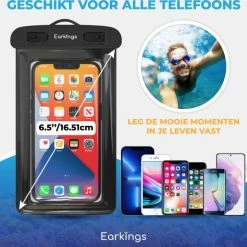 Waterdichte Telefoonhoesjes - Drybag Set Van 2 Stuks - Onderwater Hoesje Telefoon Voor Alle Telefoons - Waterdicht Telefoonhoesje Earkings - Zwart & Geel -Mushie  winkel 550x537 5