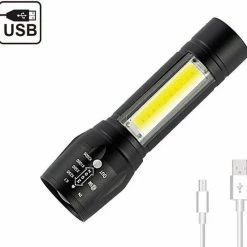 Vintag USB Oplaadbare Zaklamp - Zeer Fel - Waterdicht - Multi Functioneel - LED - Klein