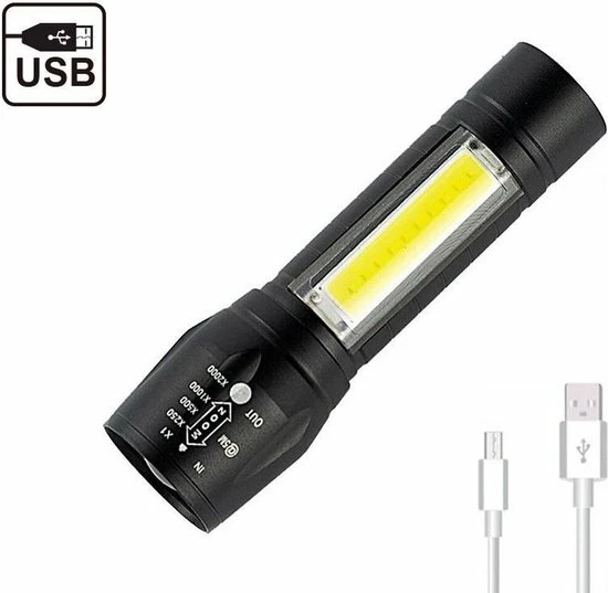 Vintag USB Oplaadbare Zaklamp - Zeer Fel - Waterdicht - Multi Functioneel - LED - Klein 1 Vintag USB Oplaadbare Zaklamp - Zeer Fel - Waterdicht - Multi Functioneel - LED - Klein